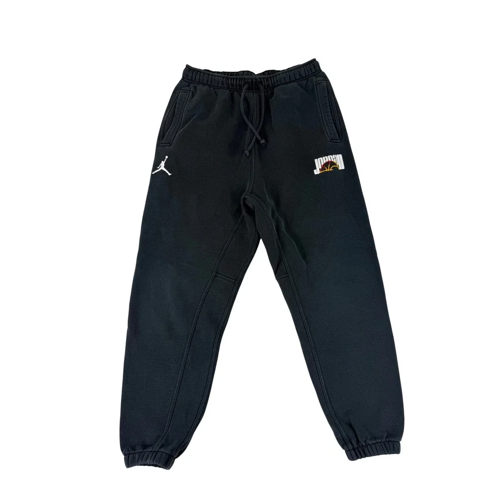 Jordan Sweatpants Mens‎ Large Black Graphic Jumpman Joggers Fleece Faded